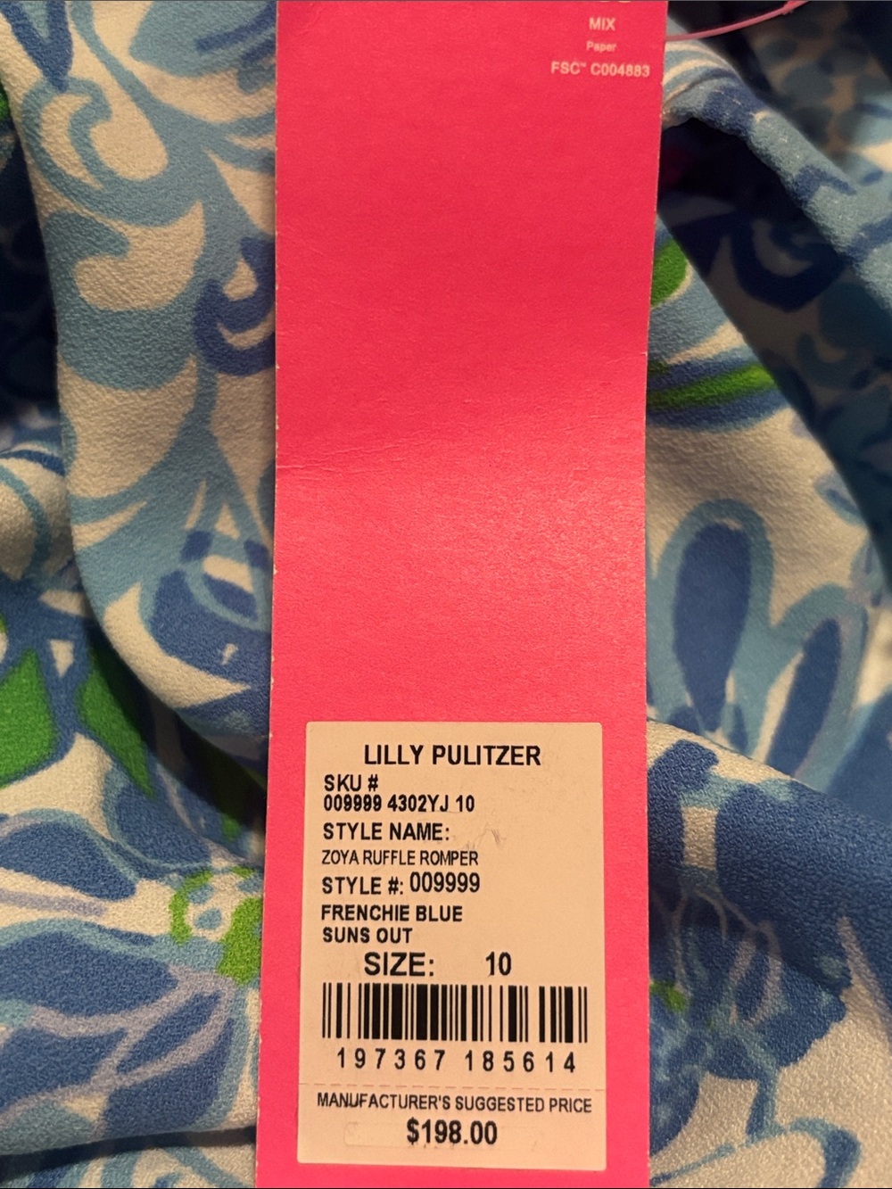 NWT Lilly Pulitzer Zoya Ruffle Romper in Frenchie Blue Suns Out 10 - Picture 11 of 11